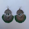 Pendientes de latón flecos verdes